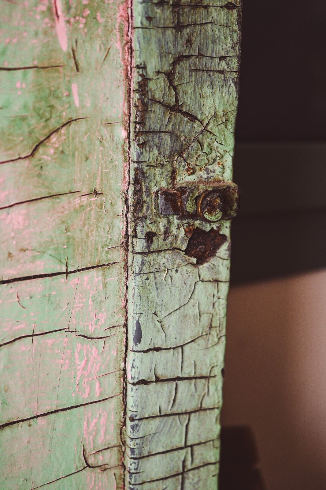 Antique French Solid Wood Door With Green Patina photo furniture