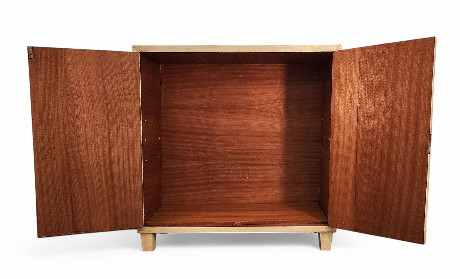 1940s Mid Century Modern Jen Michel Frank Style Parchment Covered Wood Cabinet By Comte S.A., Argentina photo vintage