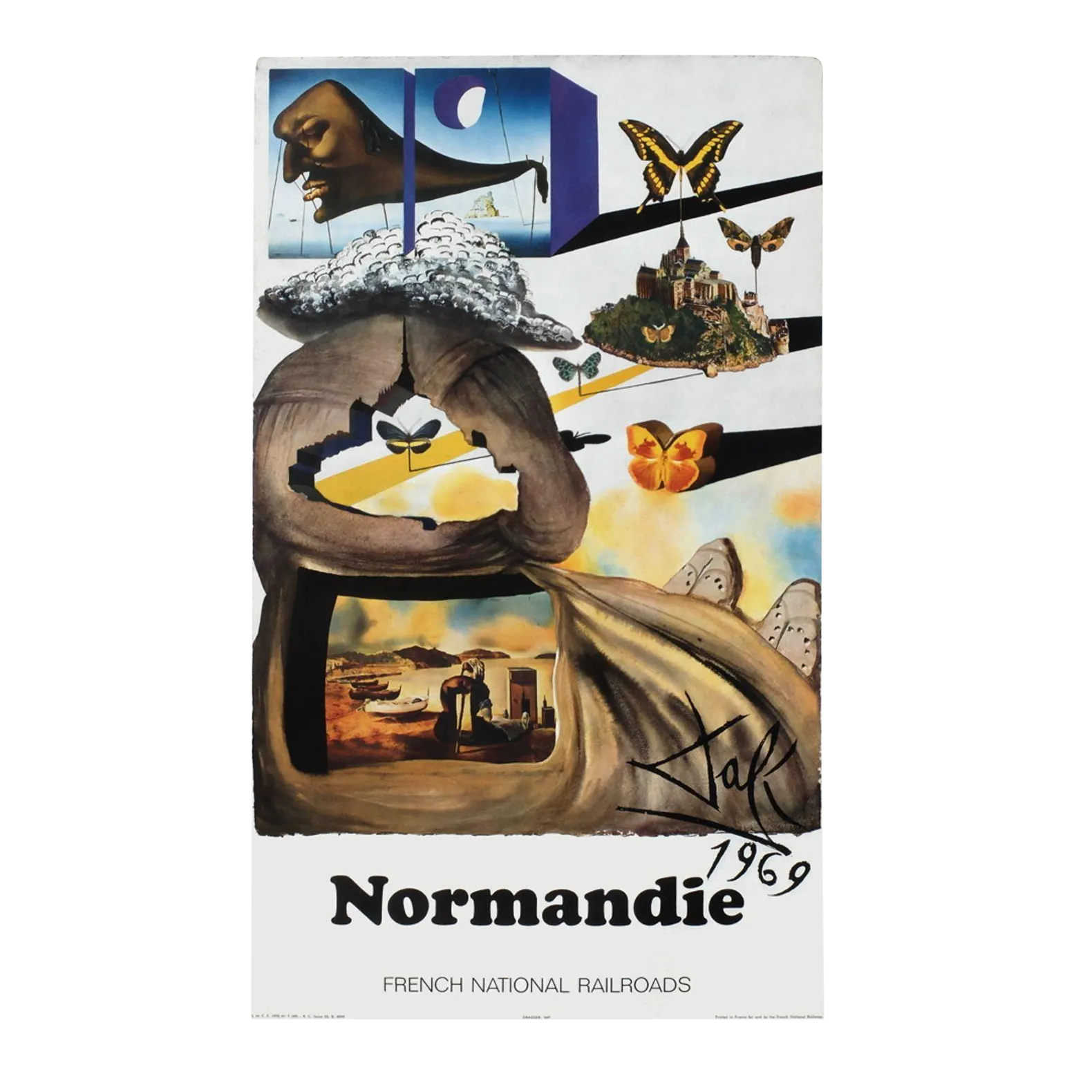 1969 Salvador Dali Normandy French Railroads Small Poster