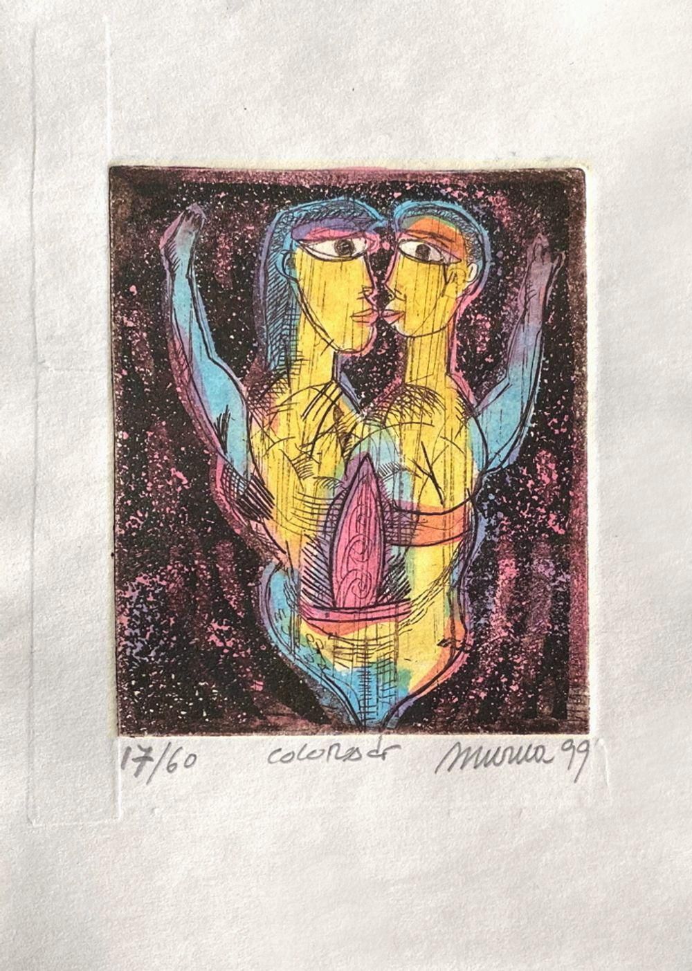 1999 "Couple I" Aquatint On Wove Paper By Mario Murua