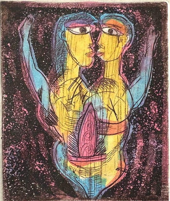1999 "Couple I" Aquatint On Wove Paper By Mario Murua photo furniture