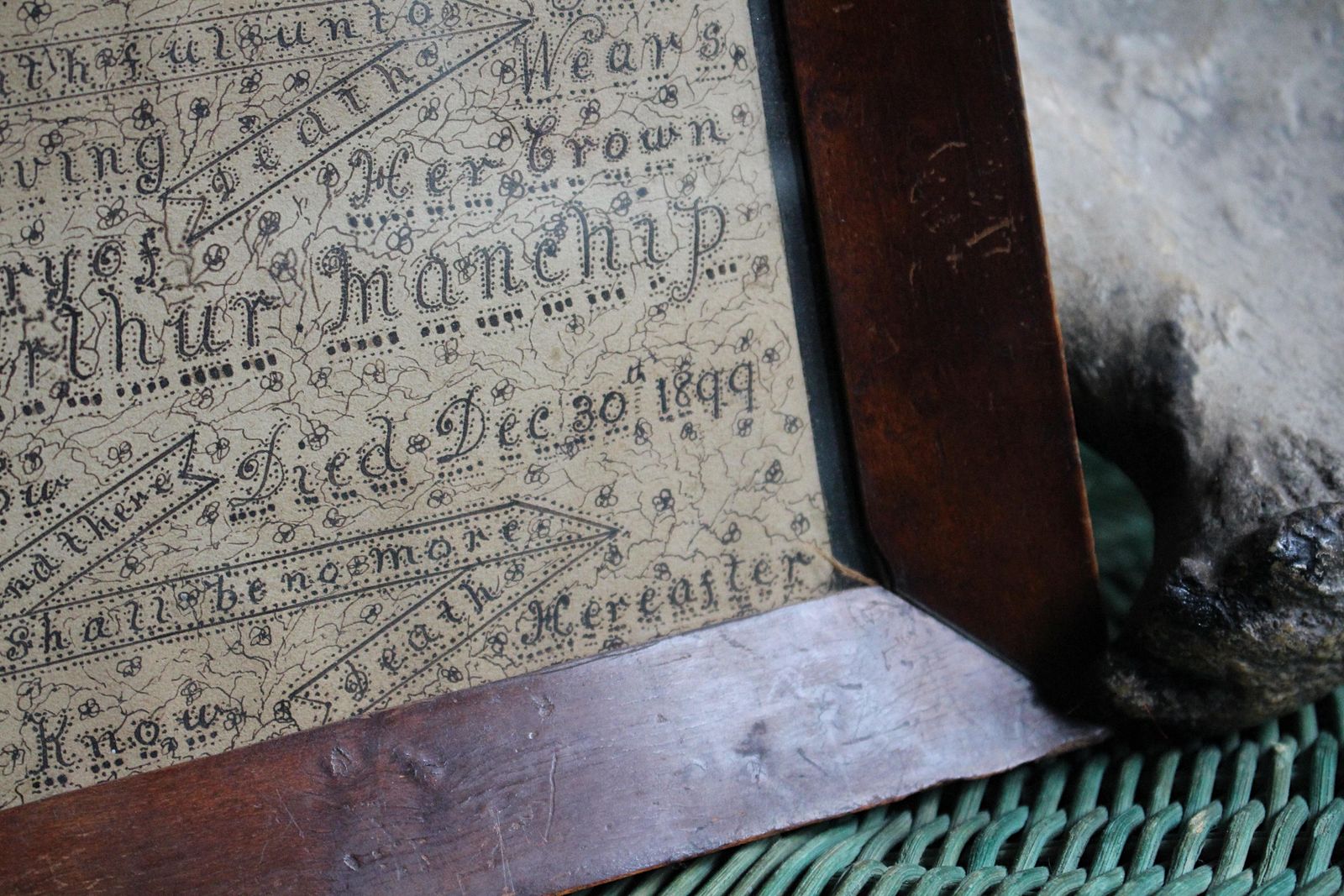 Art Late 19th C Memento Mori Calligraphy In Memory Of Maria Arthur Manchip Died 1899 photo