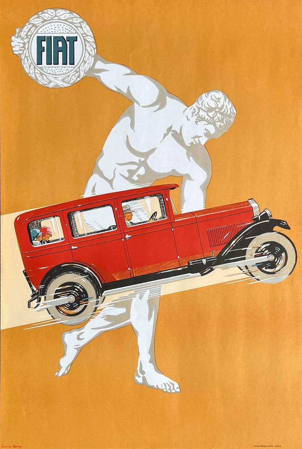 1927 Fiat Automobiles Poster By Jack Le Breton (1980s Lithograph Reissue) photo furniture