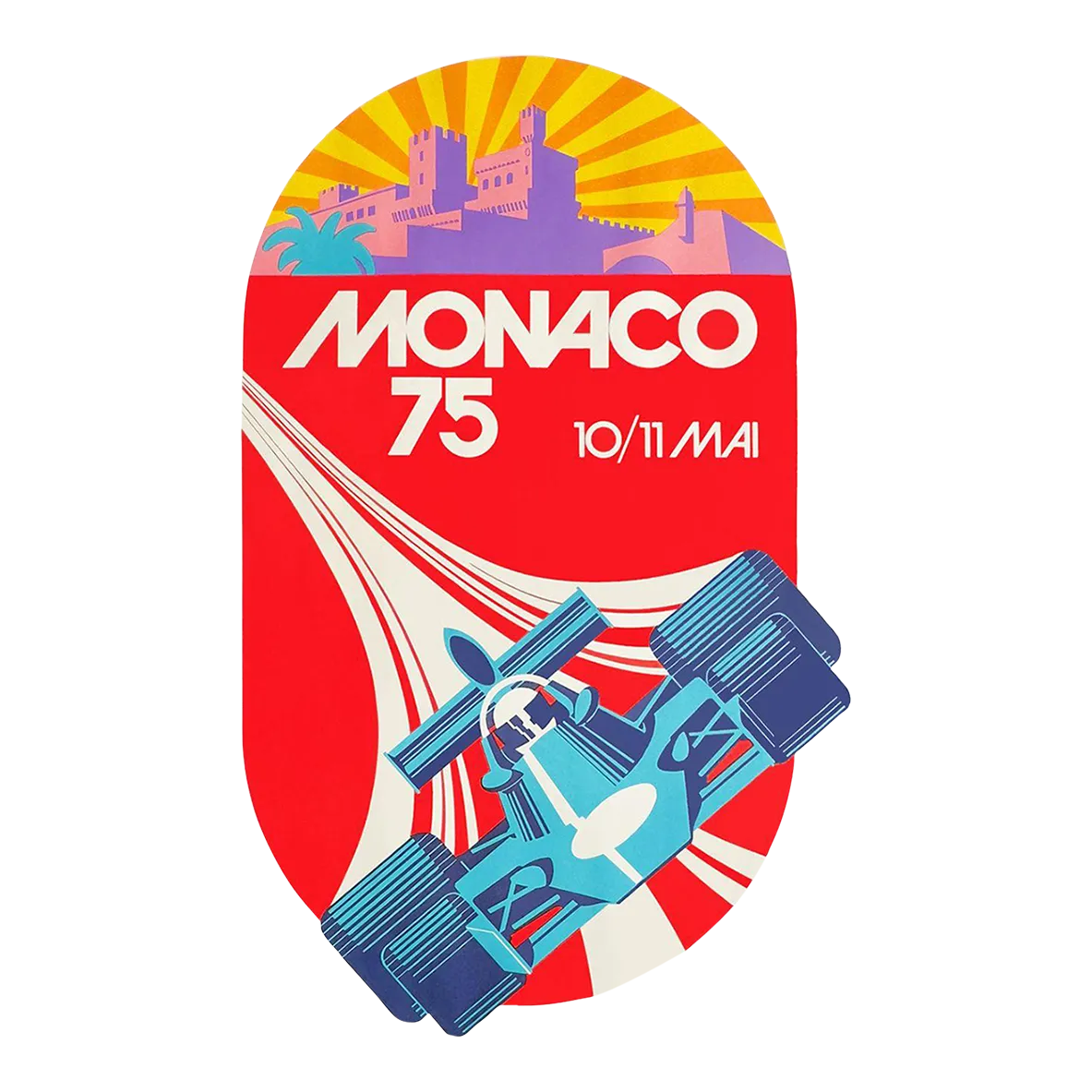 1975 Monaco Grand Prix Automobile 1990s Lithograph Poster Reissue