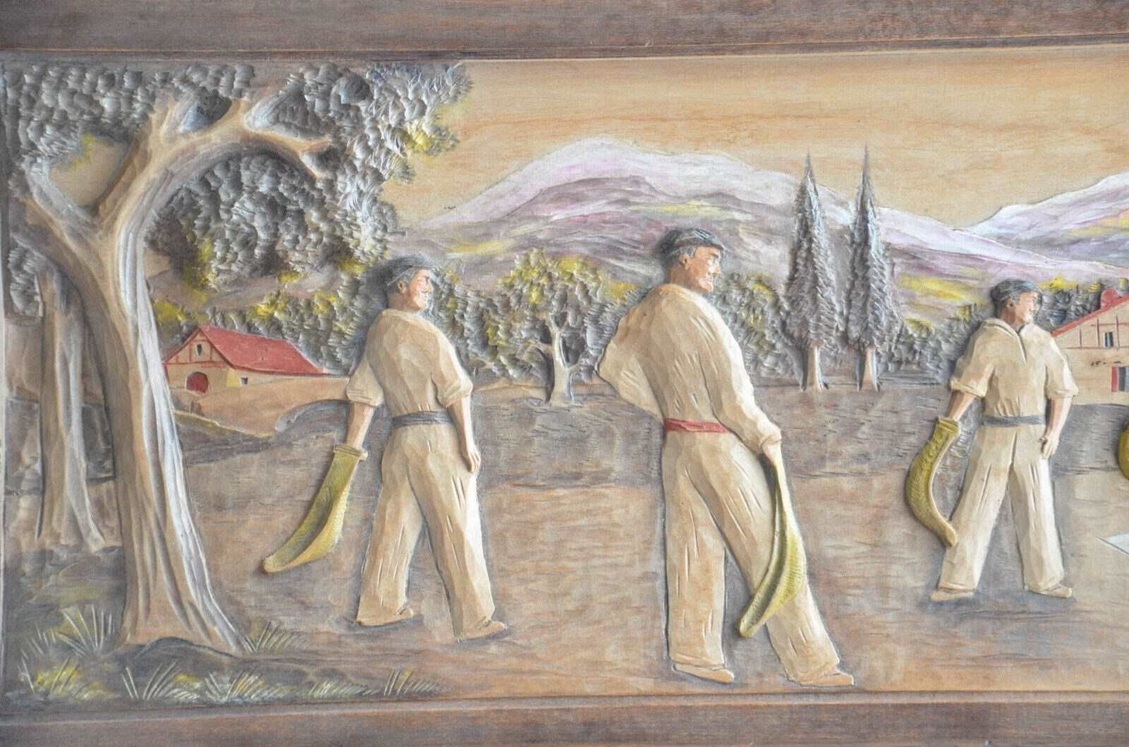 Mid Century Carved 'Bas Relief' Of A Pelota Game From The Spanish Basque Country photo 540.0
