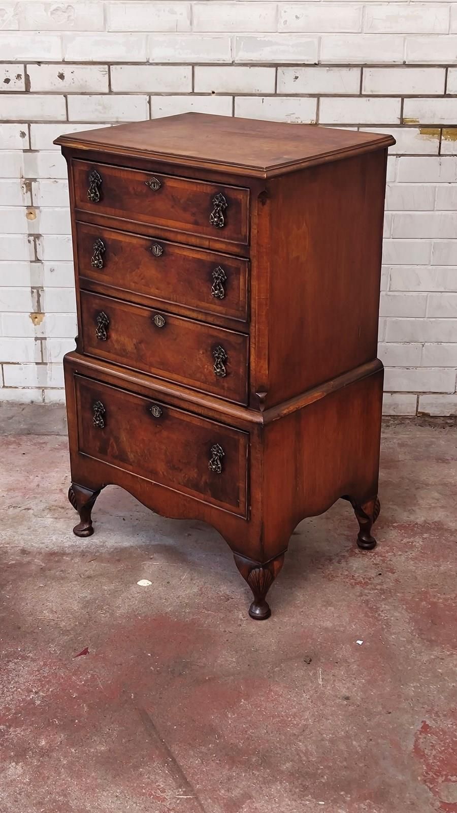 Antique Diminutive Queen Anne Walnut Chest Of Drawes