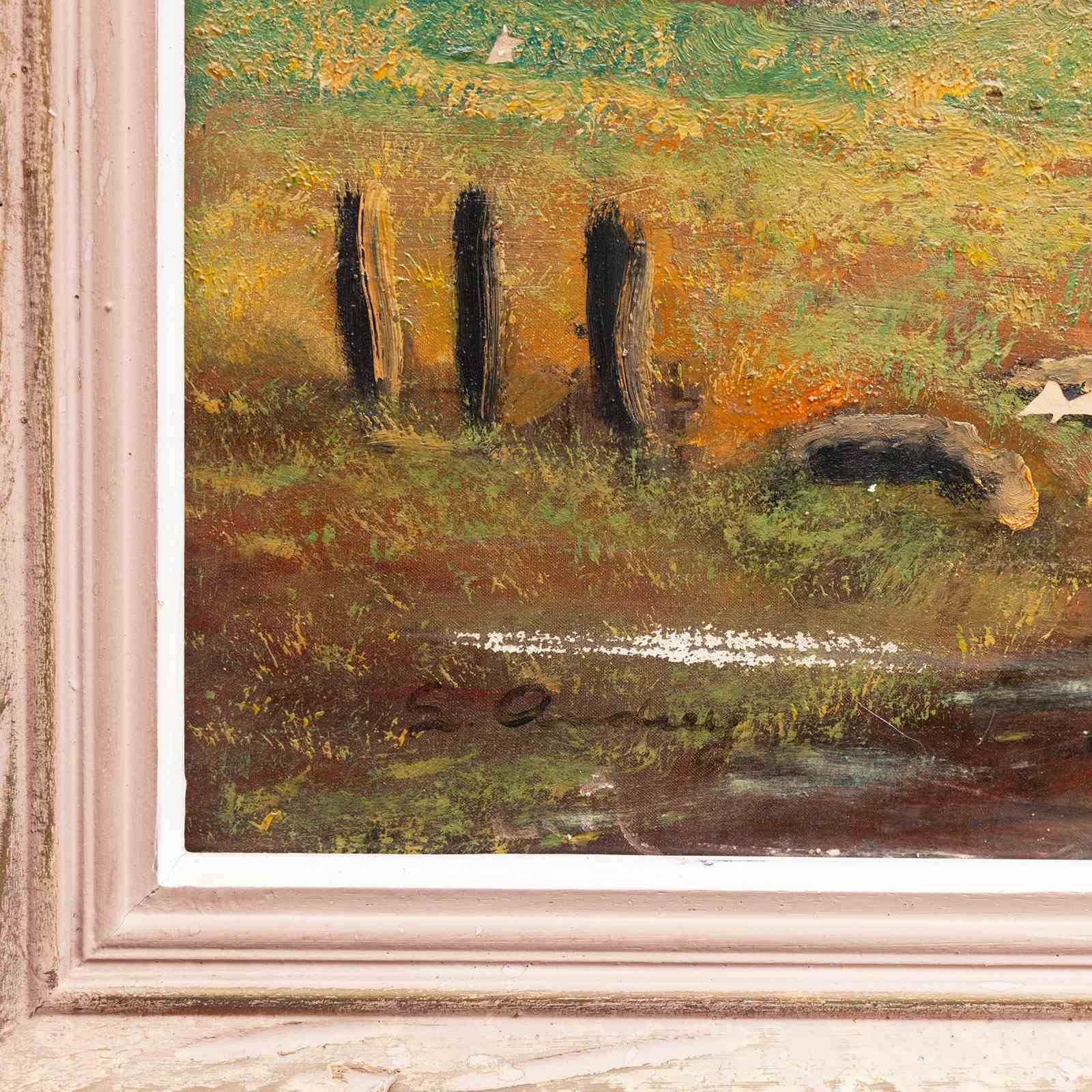 Signed Panoramic Oil Painting Of Sailng Ships Off The Brittany Coast photo Art