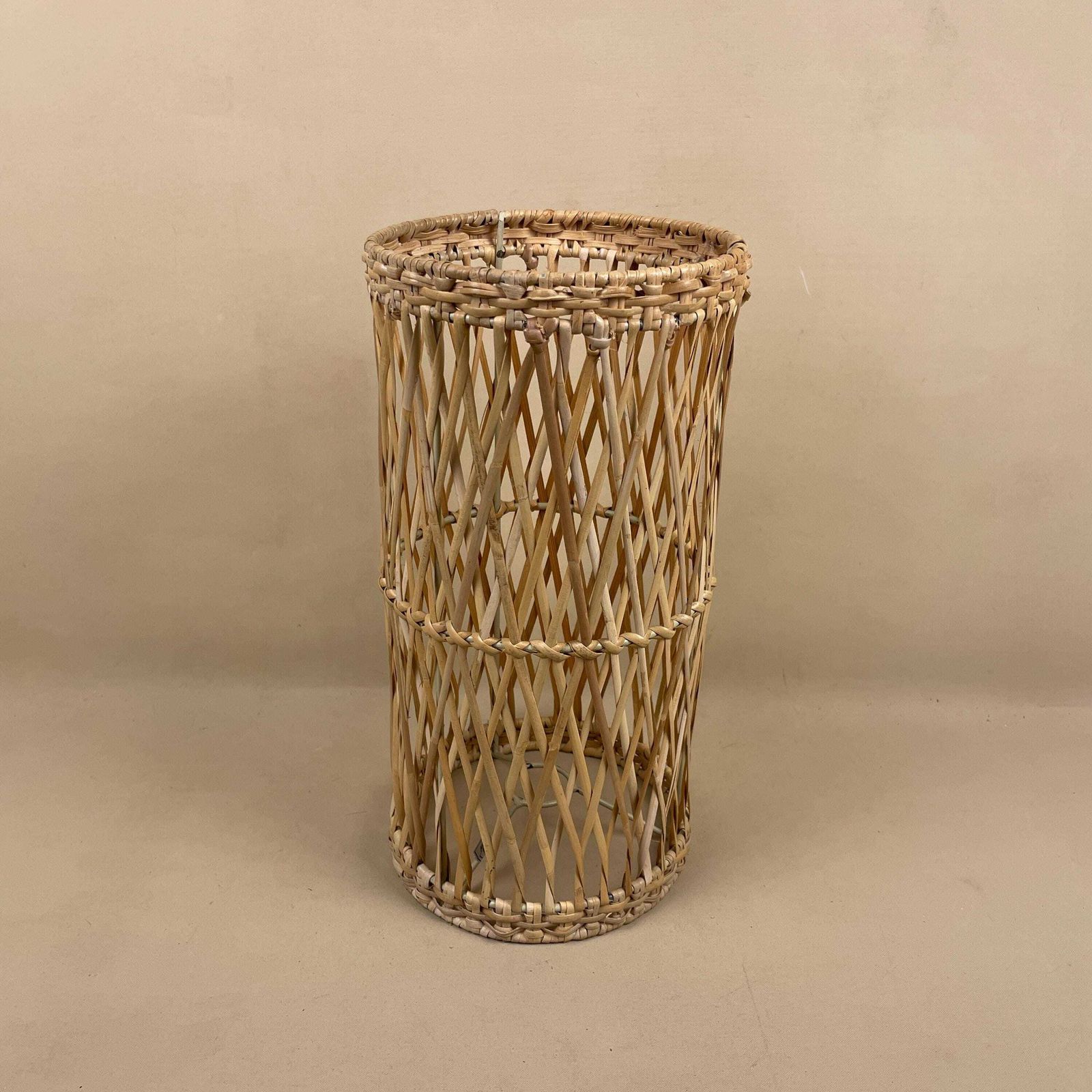 Vintage Bamboo Ceiling Light Shade Lampshade Cylinder Wicker Woven Retro photo vinterior