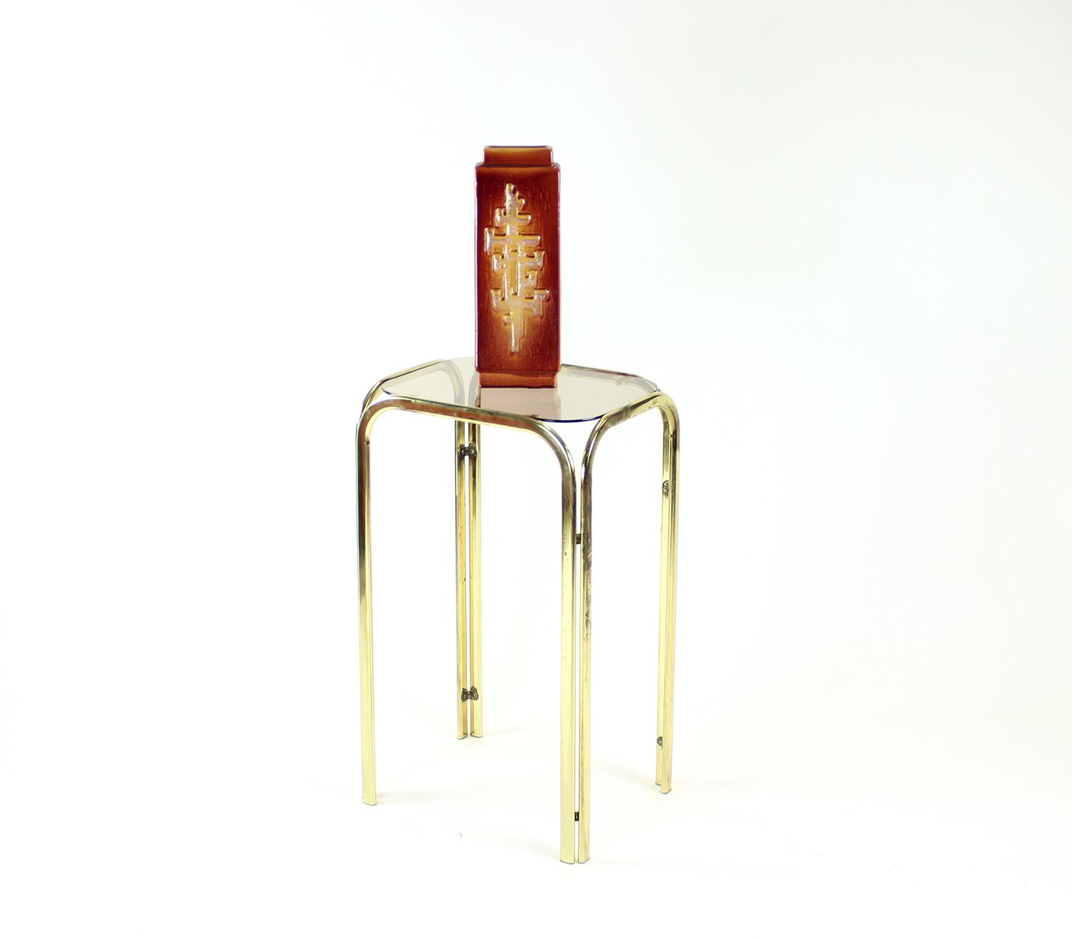 High Side Table In Metal With Glass Top, Czechoslovakia 1970s photo vinterior