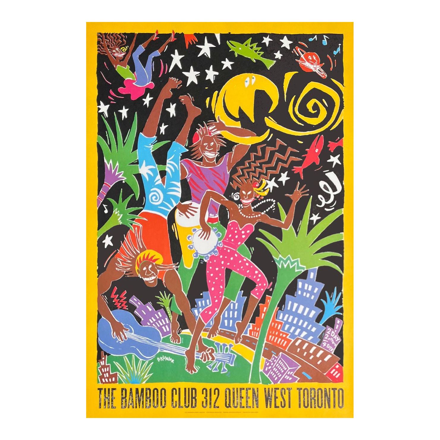 1990 Barbara Klunder The Bamboo Club Toronto Lithograph Poster