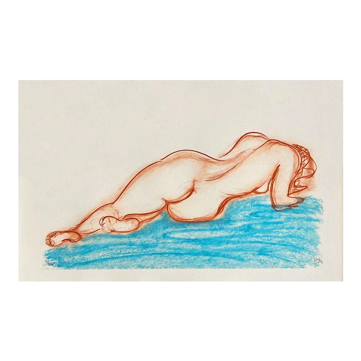 1990 Marie Jo Bourron Etude De Nu Lithografie