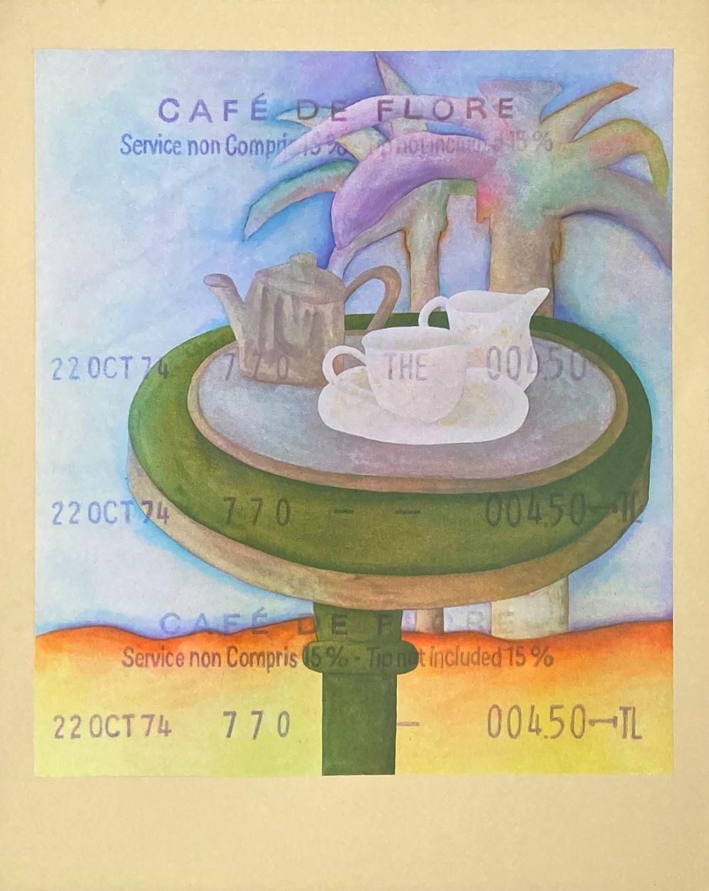 1974 Lee Brevard Paris Café De Flore Screen Print photo furniture