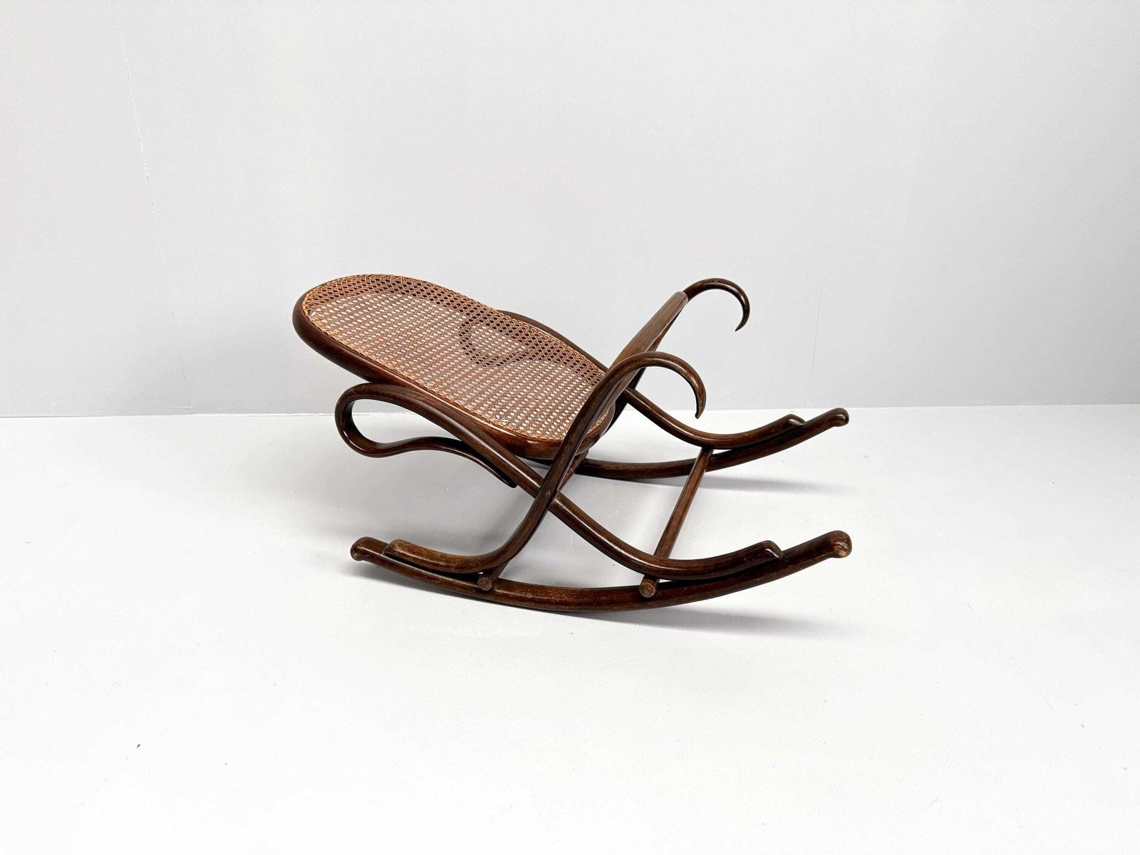 Vintage Bentwood Rocking Footstool With Cane Seat – Thonet Style photo furniture