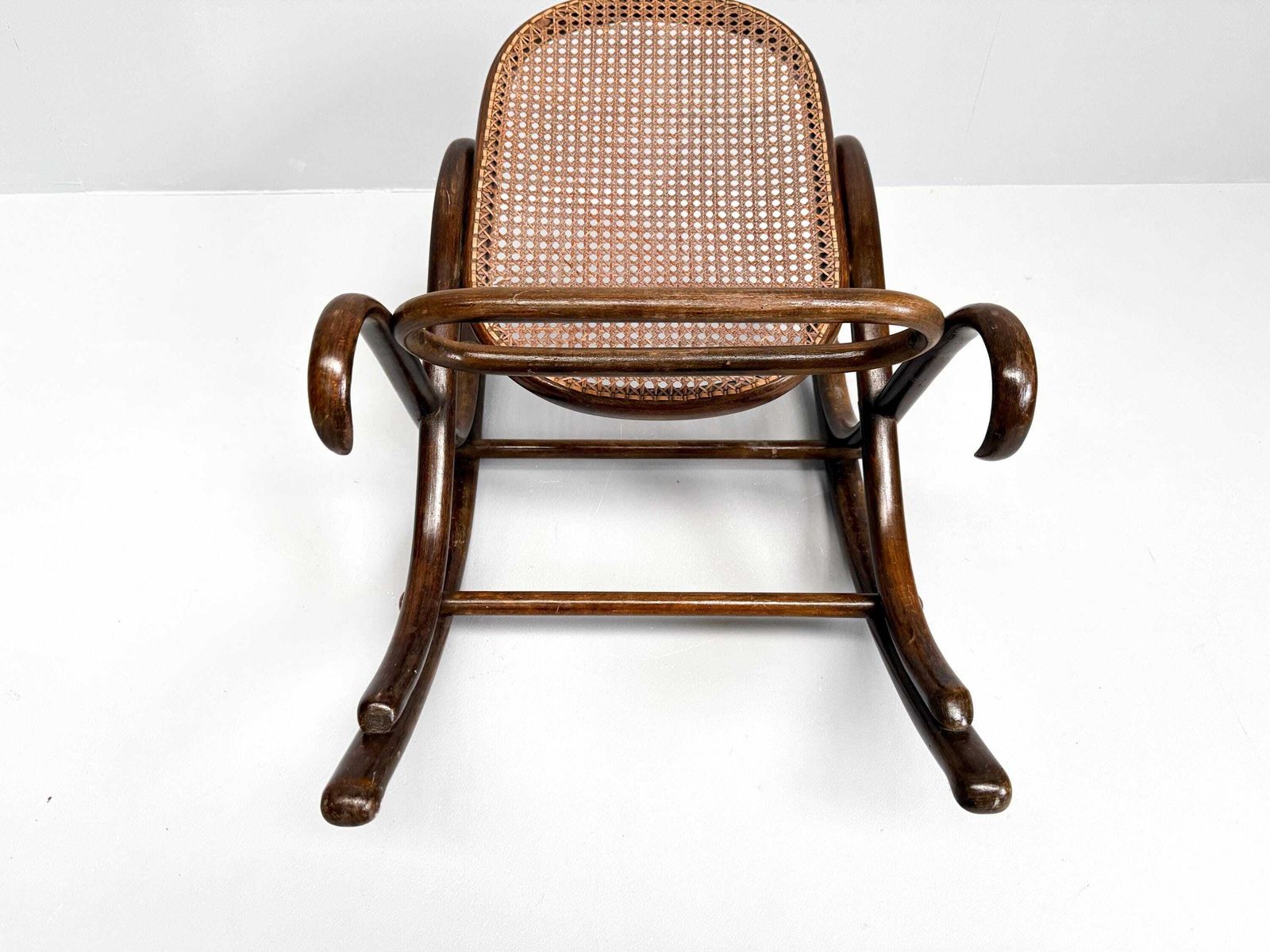 Vintage Bentwood Rocking Footstool With Cane Seat – Thonet Style photo buy