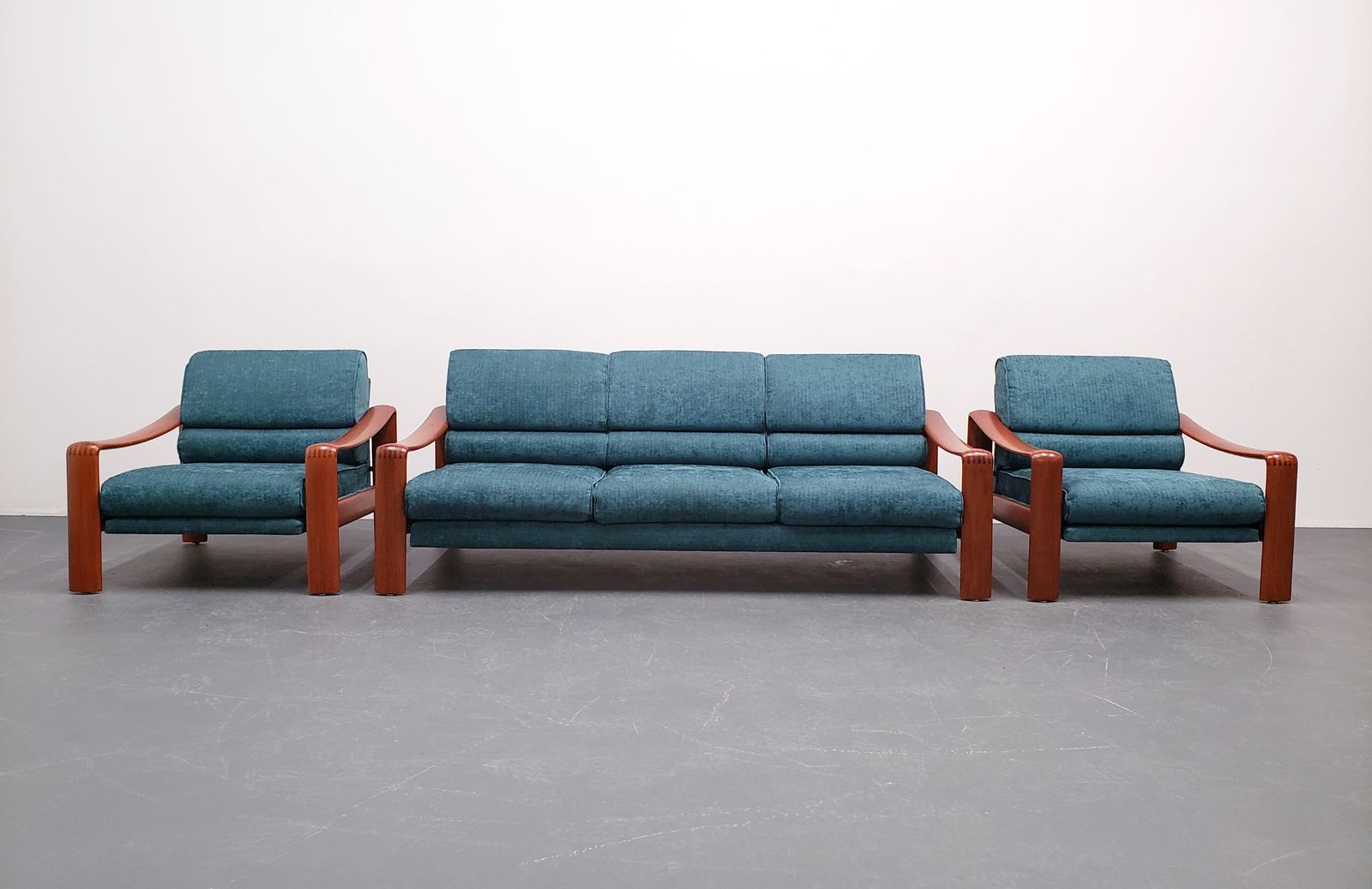 1970 Rolf Benz Armchair In Turquoise Tweed photo vintage
