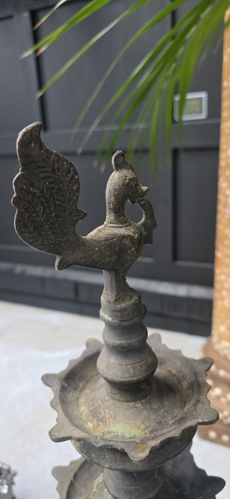 Antique Indian Handcrafted Metal Peacock Oil Lamp With Tortoise Base 19th Century photo Lighting