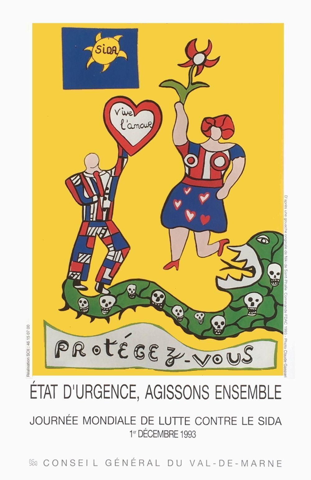1993 Niki De Saint Phalle Aids World Day Poster photo furniture