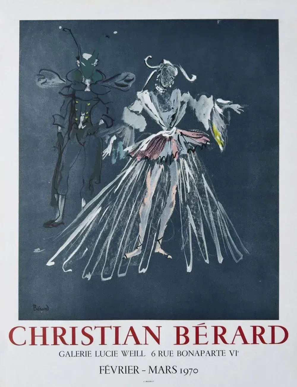 1970 Christian Berard Lucie Weill Gallery Lithograph Poster photo furniture