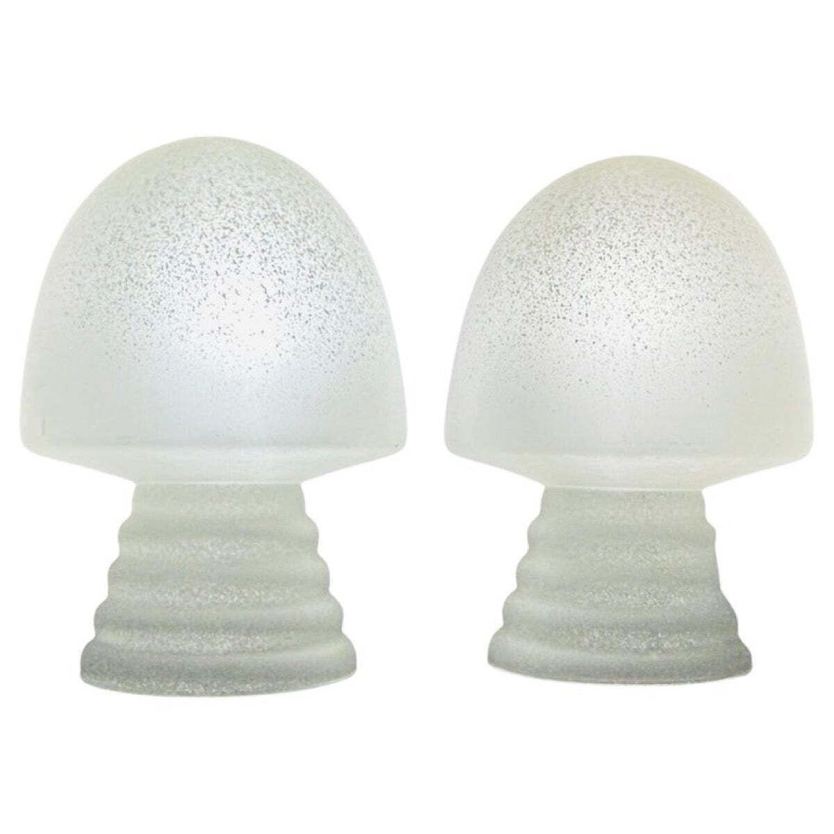 Pair Of 1980s Hb Glass Holland Mushroom Speckled Glass Table Lamps