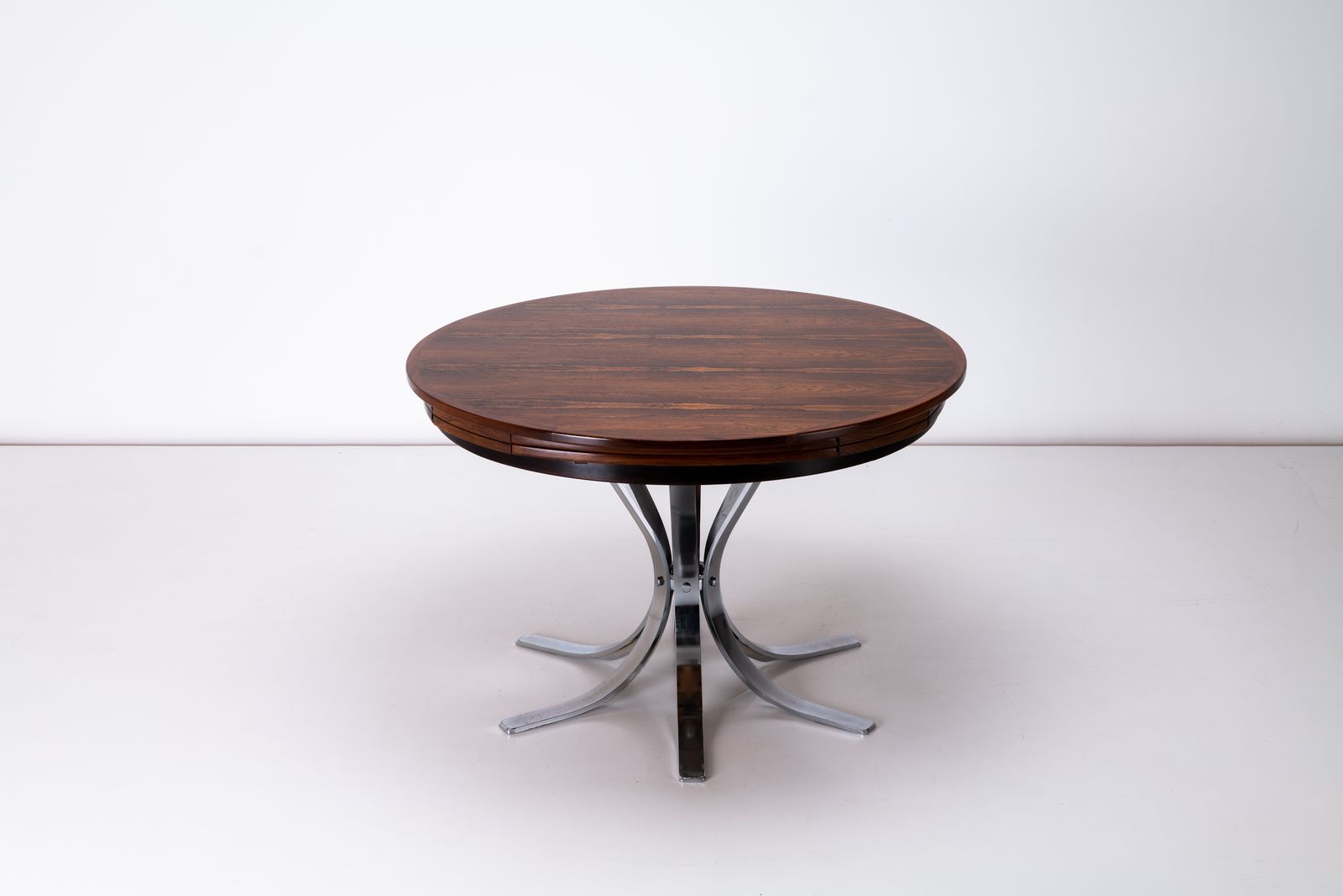 Rosewood & Chrome Lotus / Flip Flap Dining / Center Table By Dyrlund, Denmark 1970s photo vinterior