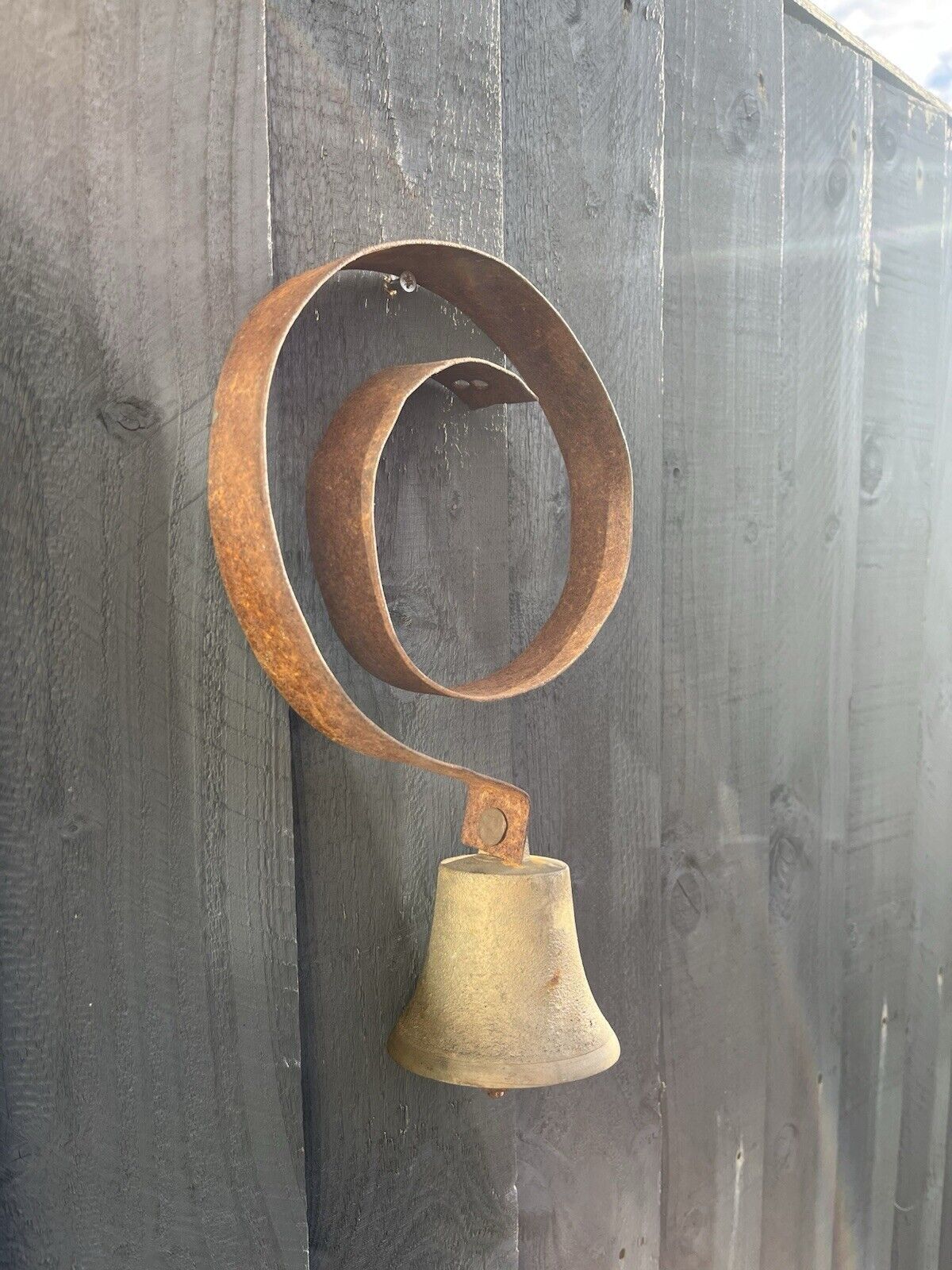 Antique Victorian Shop Keepers Brass Wrought Iron Door Service Bell Loud Ringer photo vinterior