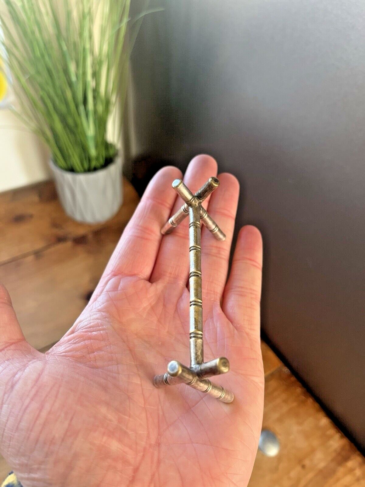 Set Of 6 French Aesthetic Movement Faux Bamboo Silver Plated Knife Rests Dresser photo vintage