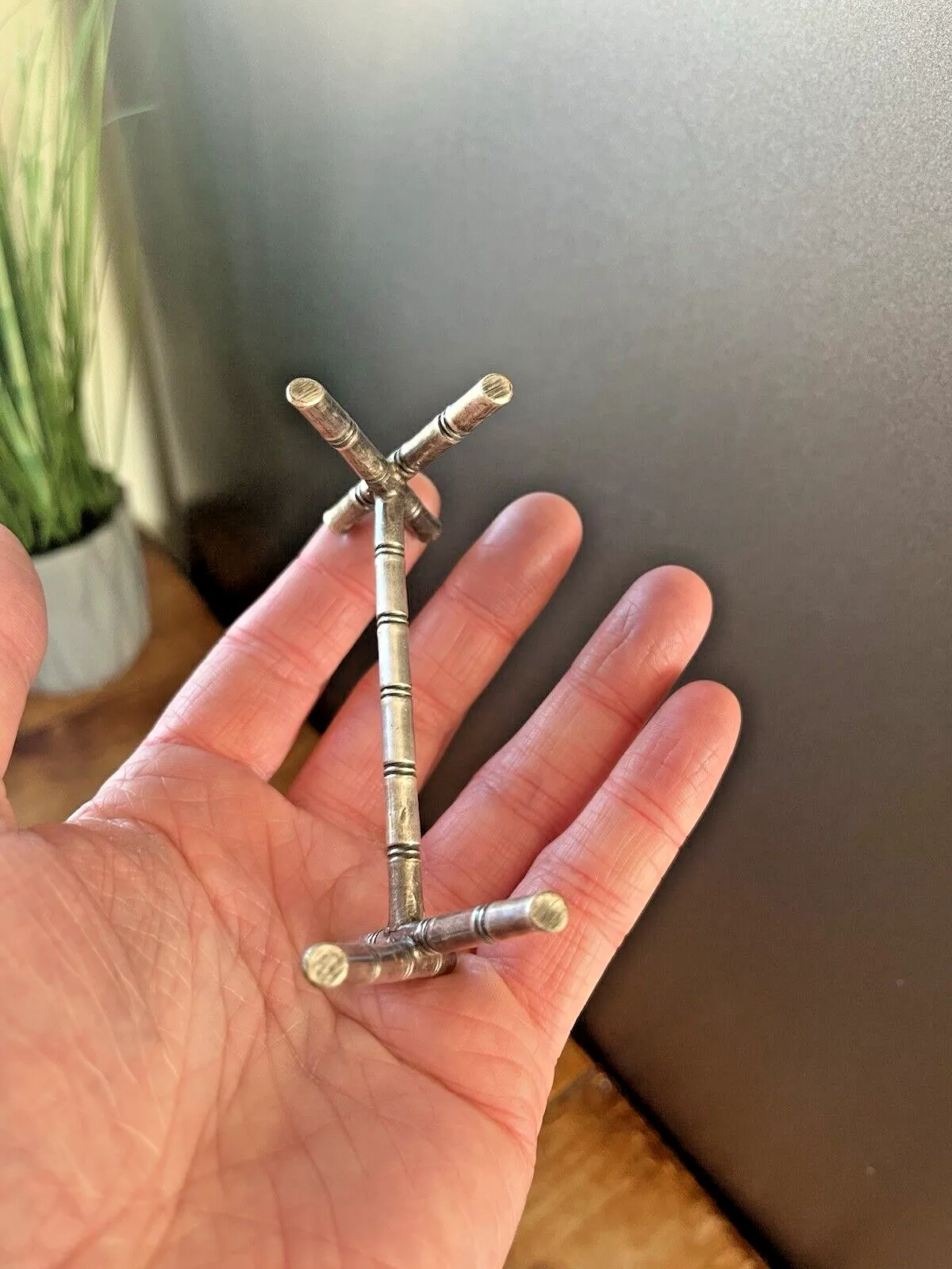 Set Of 4 French Aesthetic Movement Faux Bamboo Silver Plated Knife Rests Dresser photo buy
