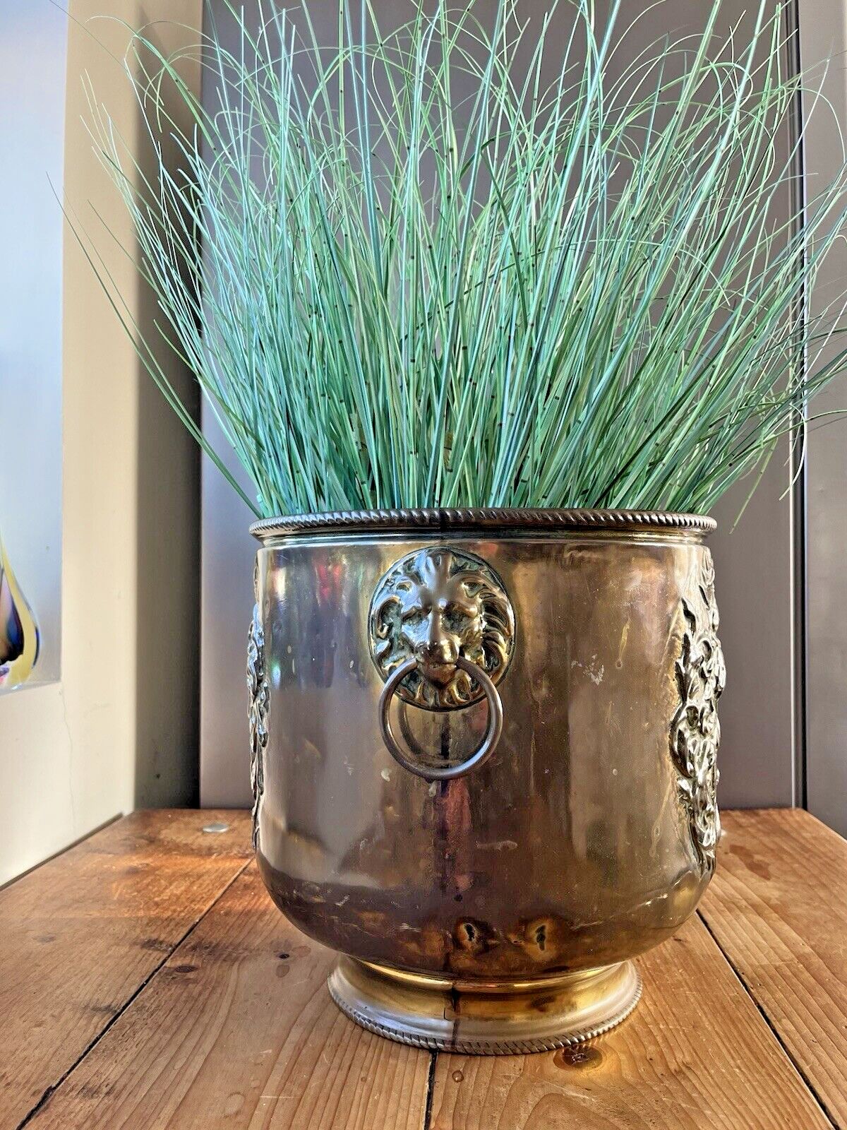 photo for sale Large Antique Brass Swan Knight Armorial Planter Jardiniere Champagne Ice Bucket