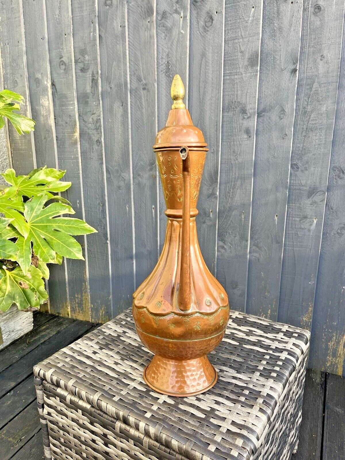 Large 20" Antique 19th C Arabic Islamic Dallah Copper Brass Coffee Pot Ewer Prop photo for sale
