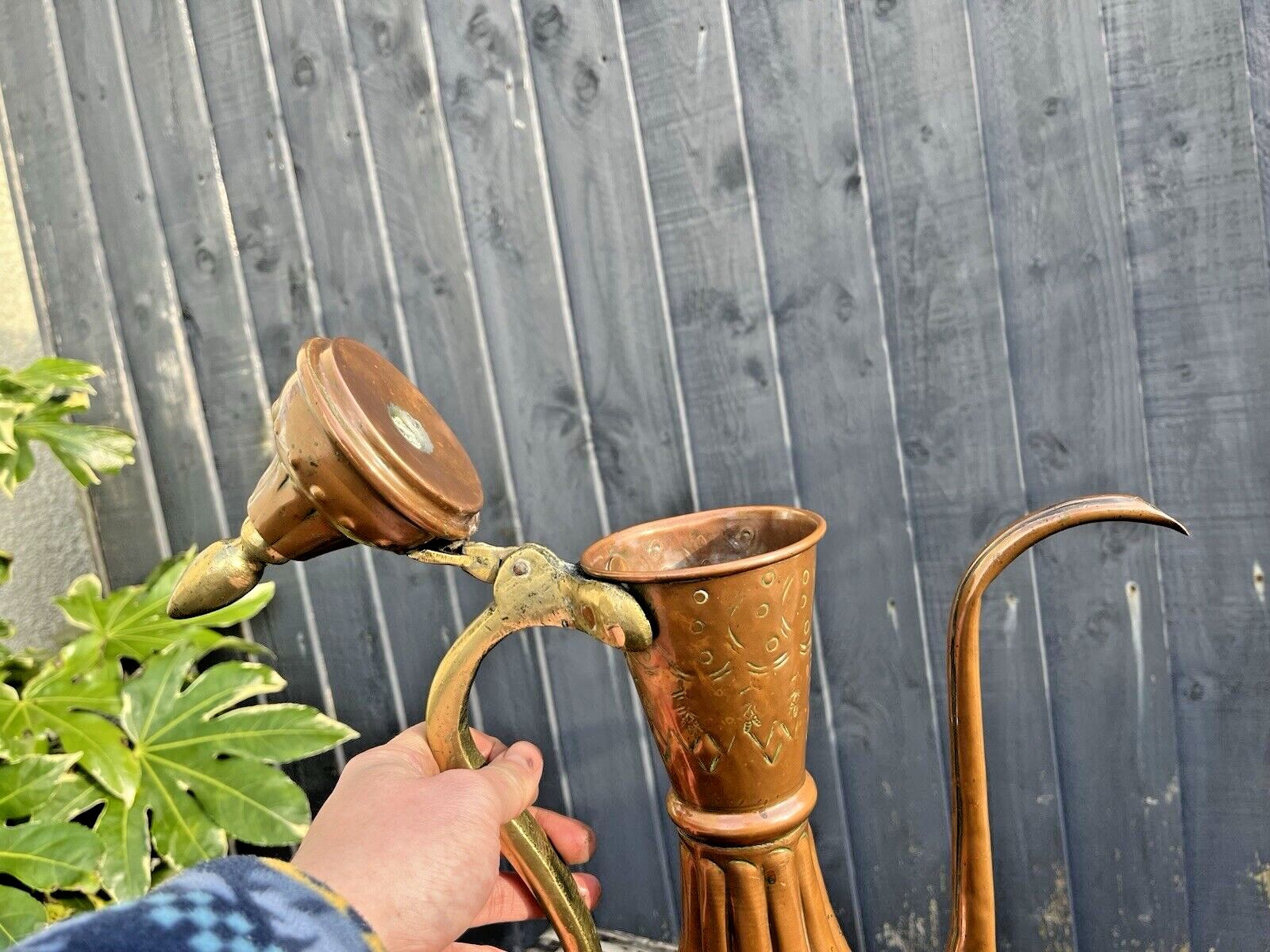 Large 20" Antique 19th C Arabic Islamic Dallah Copper Brass Coffee Pot Ewer Prop photo buy