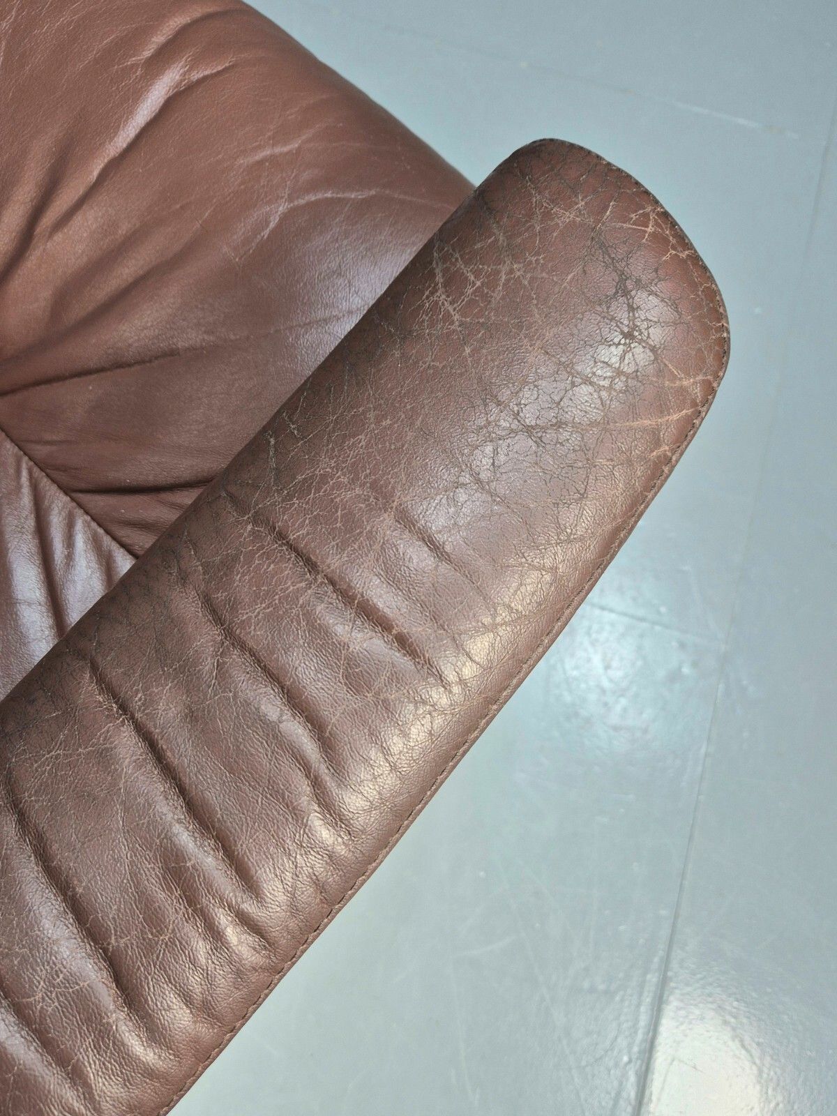 Vintage Danish Lounge Chair Brown Leather Bentwood Frame 1970s Retro Eb8633 Mben photo buy