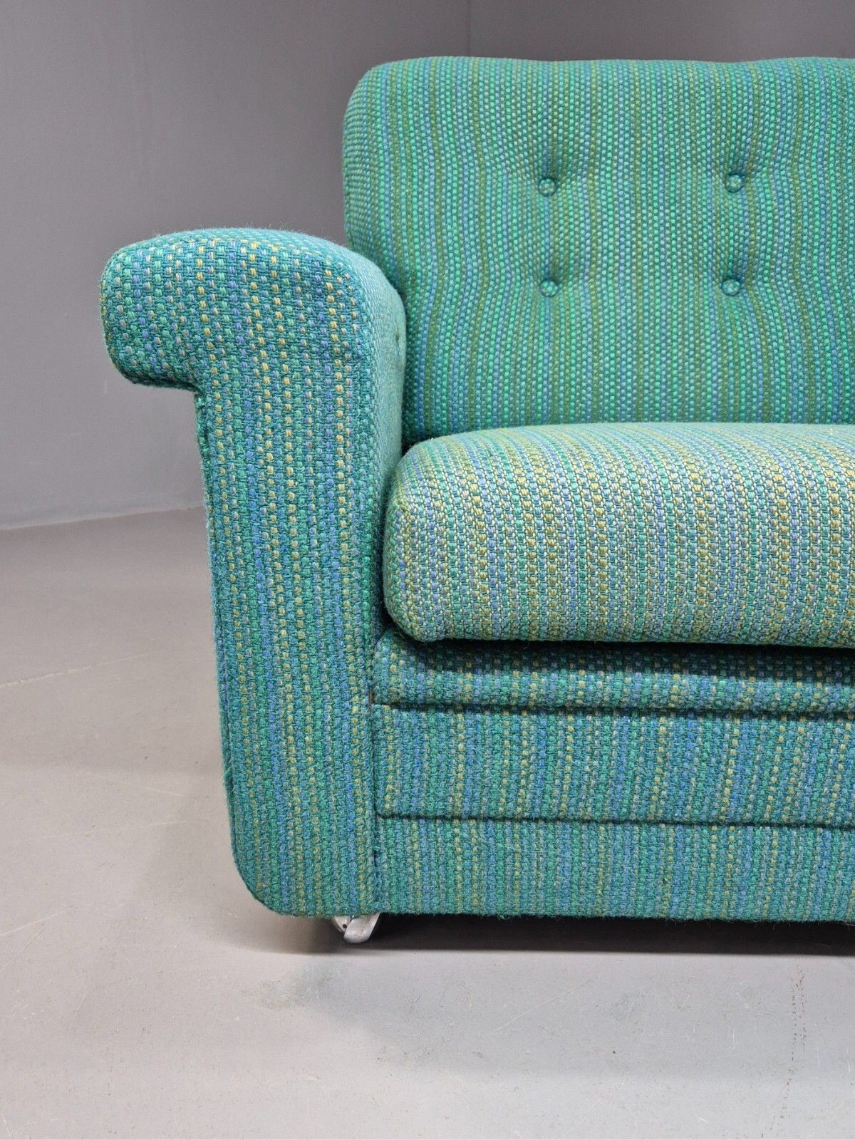 Vintage Danish Lounge Chair Blue Wool Retro Mcm 1970s E8292 Mnor photo for sale
