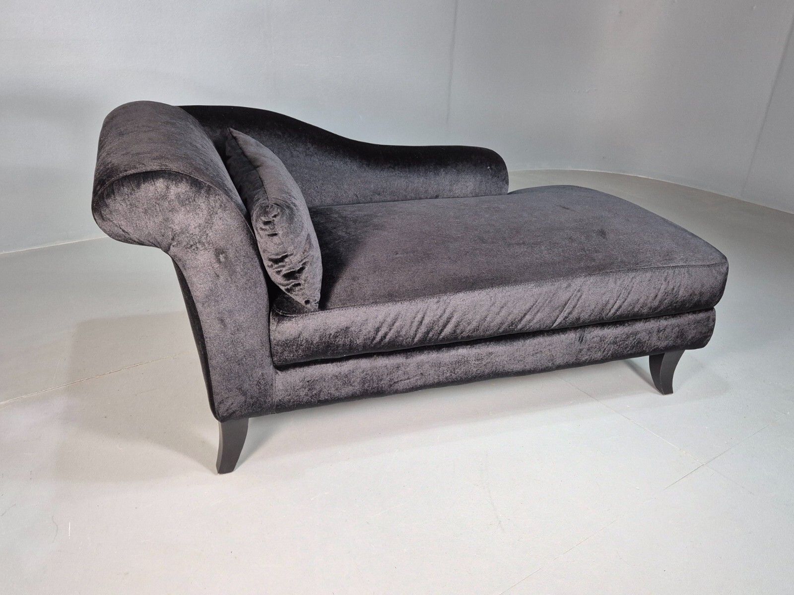 Vintage Chaise Lounge Black Velvet Velour Modern Eb8202 Vcha