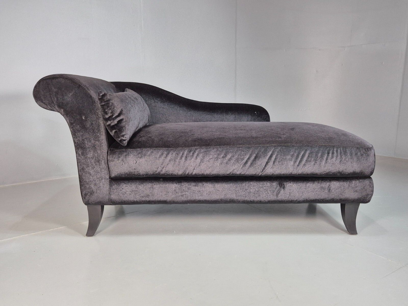 Vintage Chaise Lounge Black Velvet Velour Modern Eb8202 Vcha photo Furniture