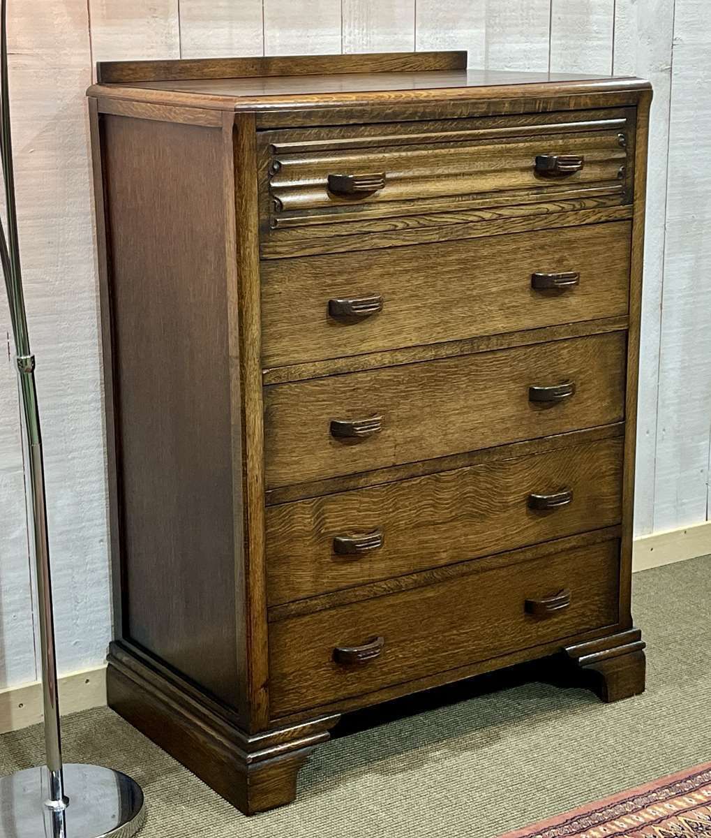 English Art Deco Chest Of Drawers In Oak From The 1950s photo buy