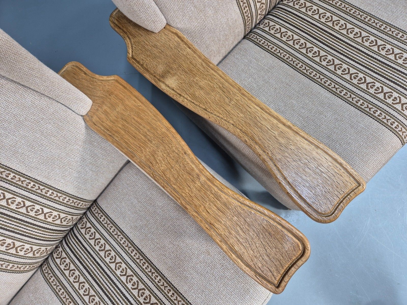 2 Vintage Danish Lounge Chairs Cream Wool Oak Kjaernulf Retro 1970s Eb8020 Mnor photo Furniture