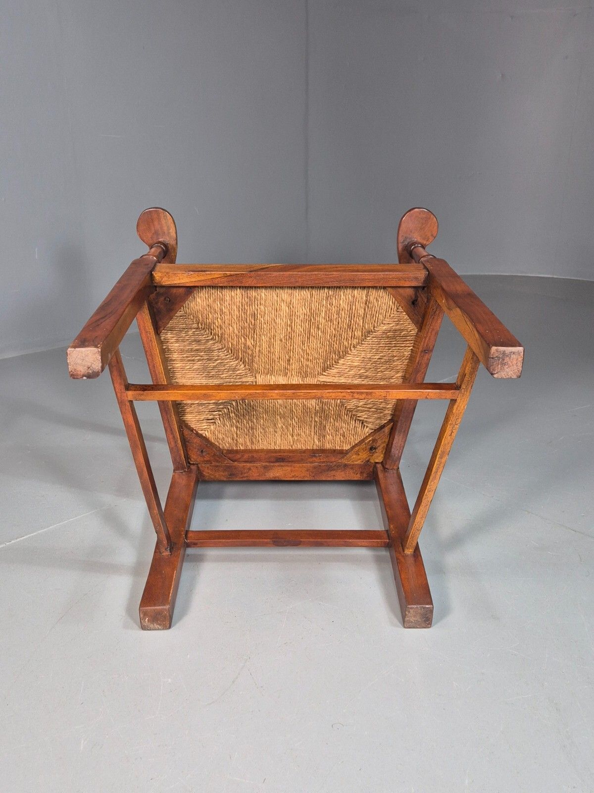 Vintage Elbow Chair String Seat Lyre Back Frame 1950s Reproduction Eb7879 Vcar photo vinterior