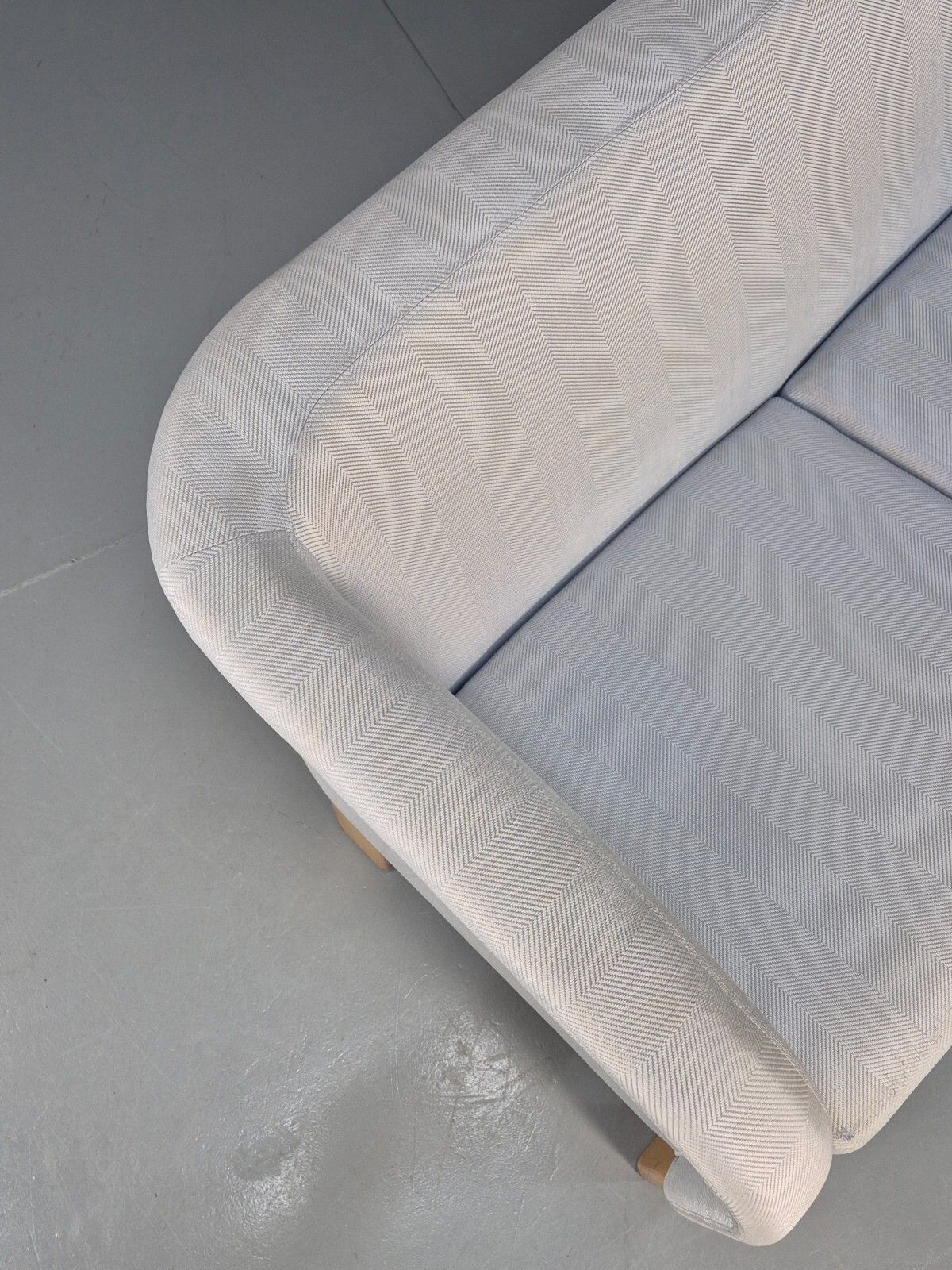 300.0 Vintage Swedish 2 Seat Sofa Blue Wool Oak 1980s Curved Form Retro Eb7762 M2ss photo