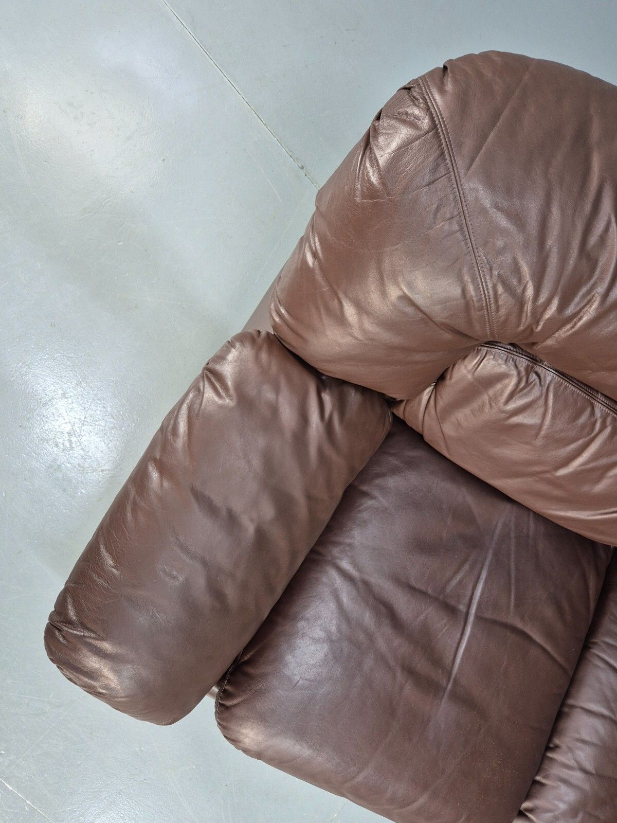 photo vinterior Vintage Swedish 3 Seat Sofa Brown Leather 1970s Retro Mcm Eb7683 M3ss