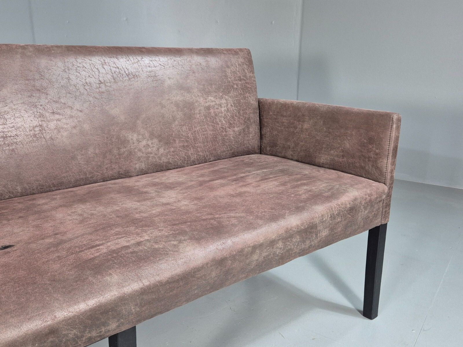 Danish Brown Suede Leather 3 Seat Sofa Eb7451 M3ss photo 325.0