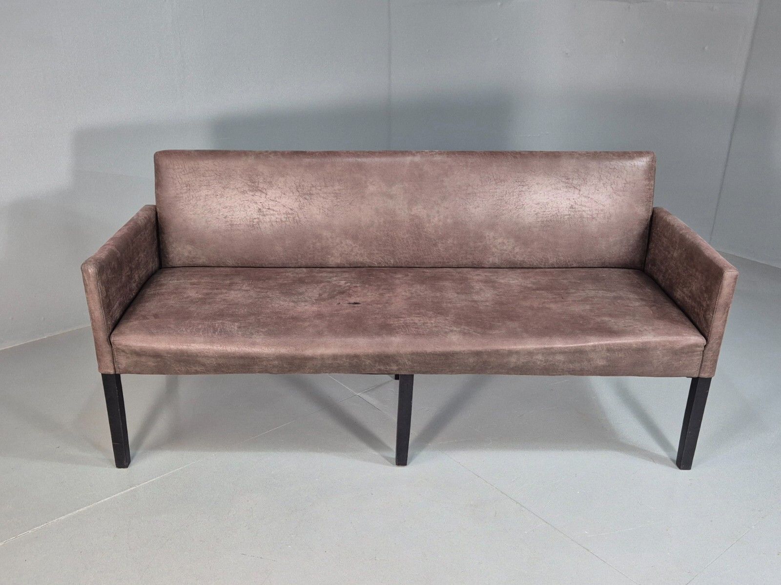 Danish Brown Suede Leather 3 Seat Sofa Eb7451 M3ss photo vinterior