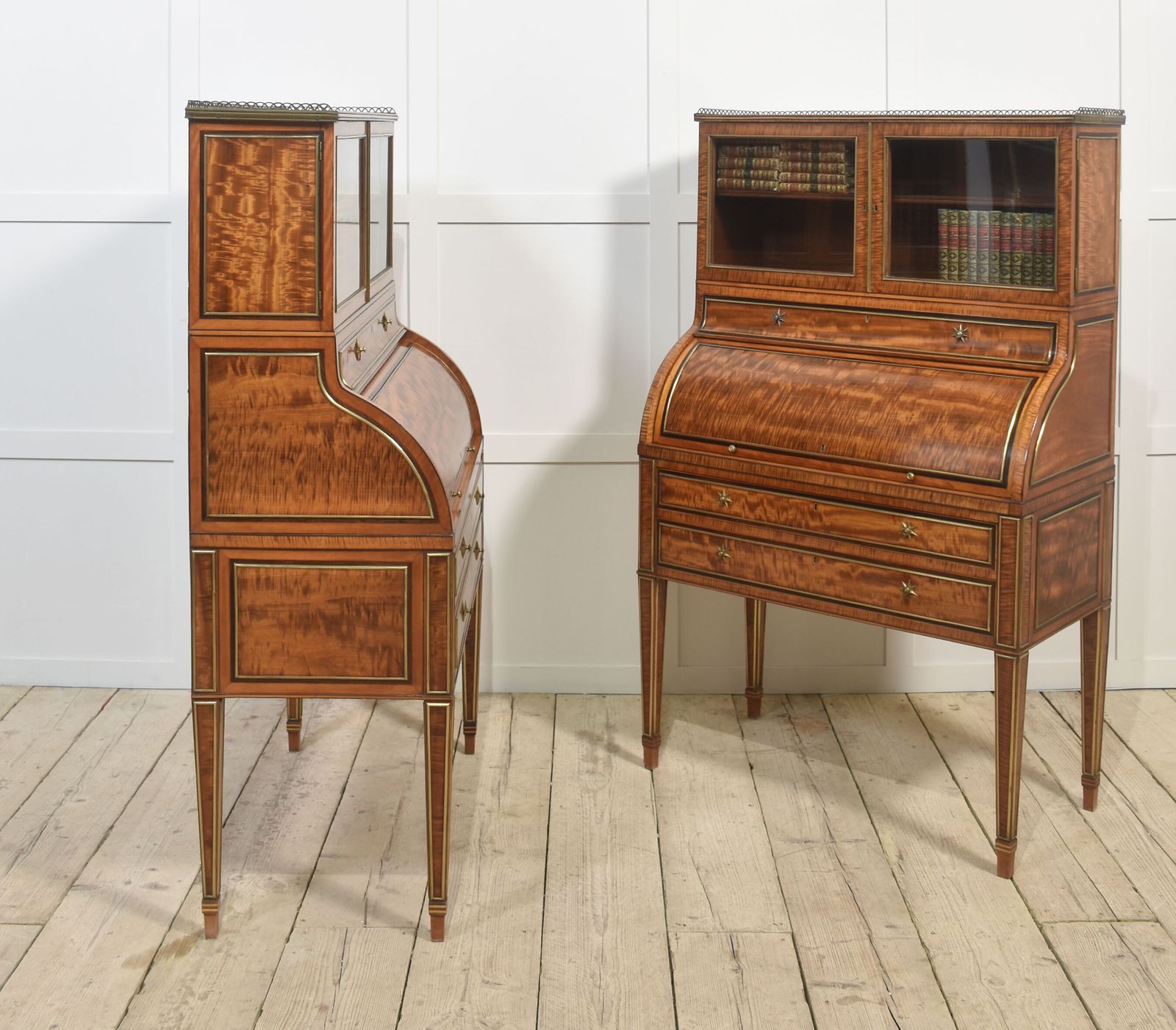 Pair Of Important Georgian Satinwood Cylinder Cabinets photo 68100.0