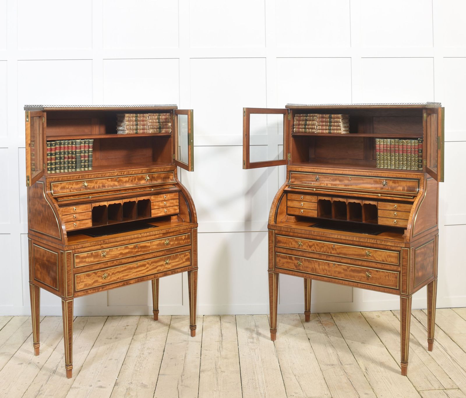 photo furniture Pair Of Important Georgian Satinwood Cylinder Cabinets