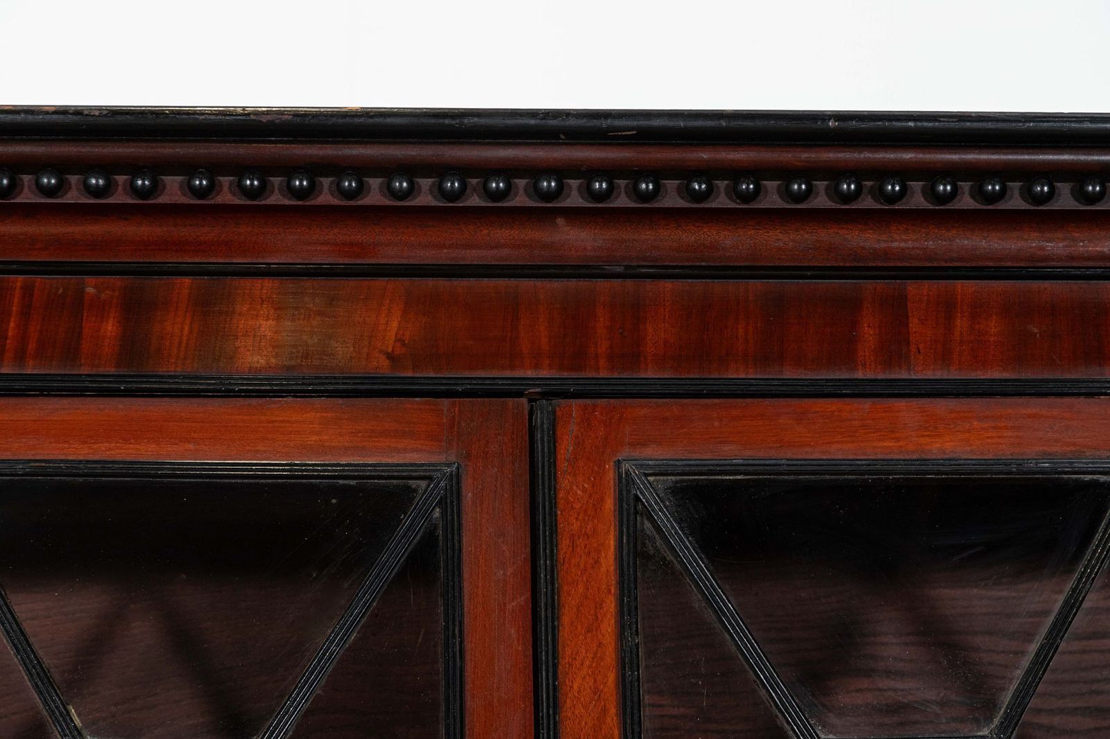 Monumental Irish Georgian Ebonised Mahogany & Astral Glazed Breakfront Bookcase   photo buy