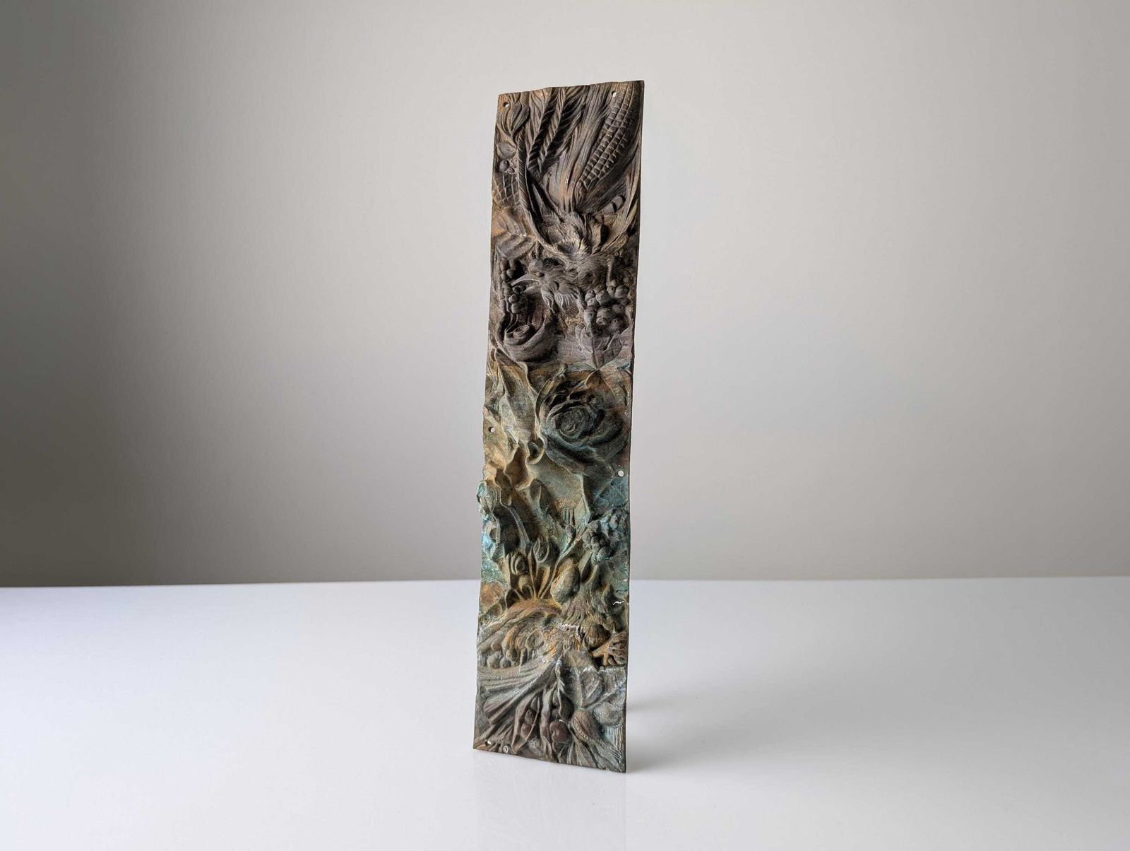 Antique Bronze Relief Of Nature And Birds 1900s photo furniture