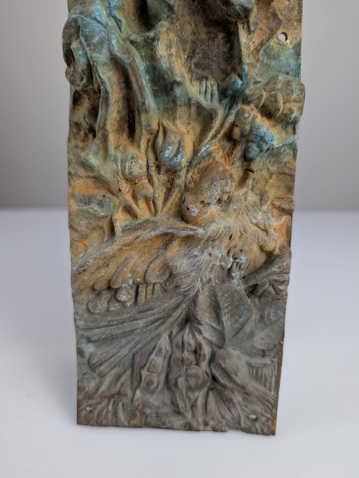 Antique Bronze Relief Of Nature And Birds 1900s photo vinterior