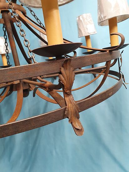 1 M Wide Large Steel Chandelier Mid 20th Century photo vintage
