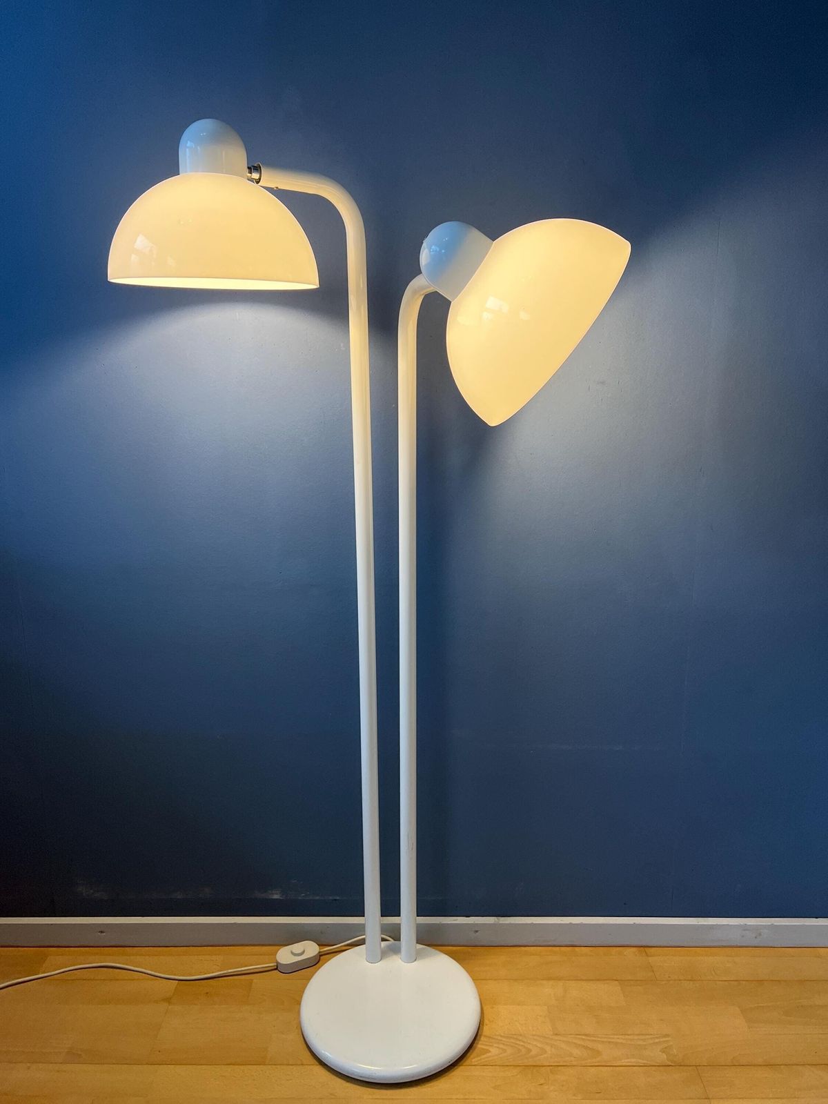 Vintage Witte Acrylglazen Space Age Vloerlamp