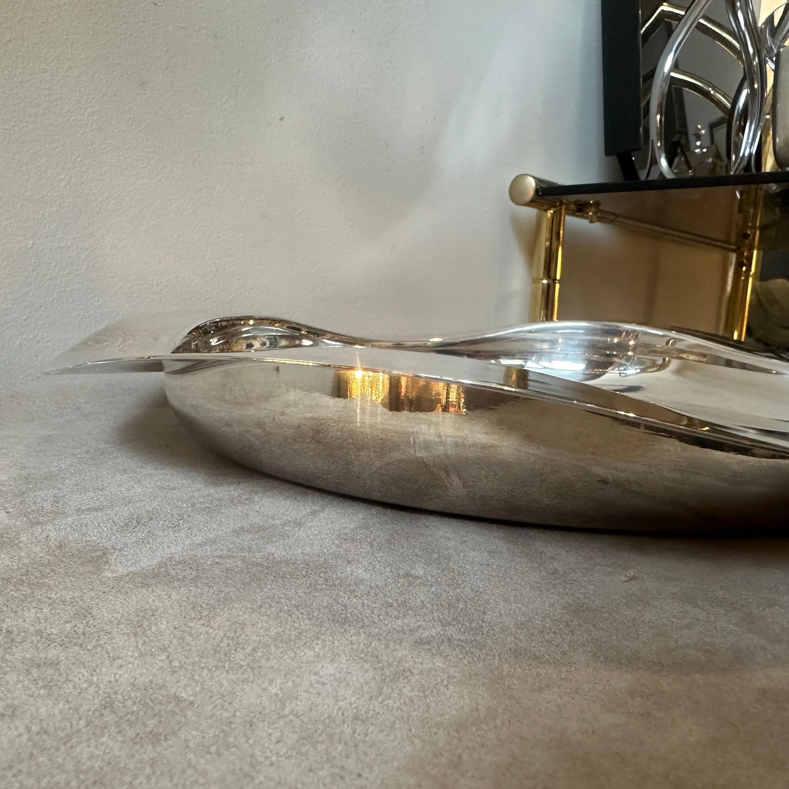 1990s Modern Design Silver Plated Italian Centerpiece By Mesa photo vintage