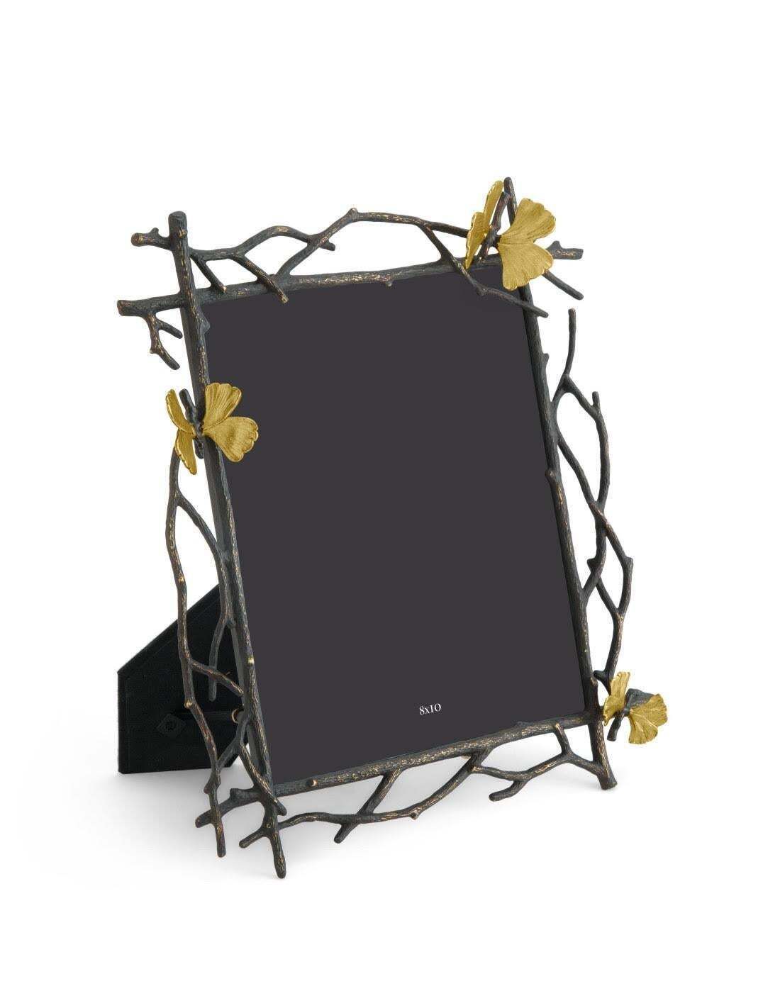 20th Century Photo Frame In Patinated And Gilded Metal, Butterfly Design. photo furniture